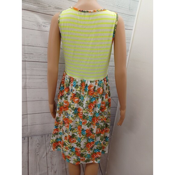 Lilypad Dress Striped Floral Scoop Neck Sleeveless Sz M - Picture 4 of 9